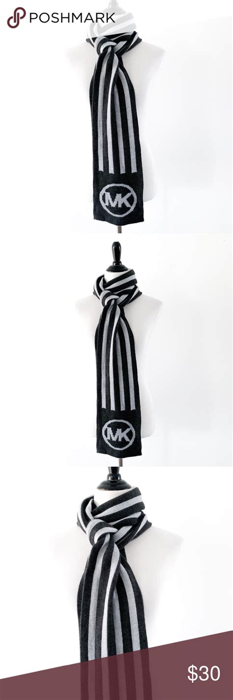 michael kors scarf navy gray stripe